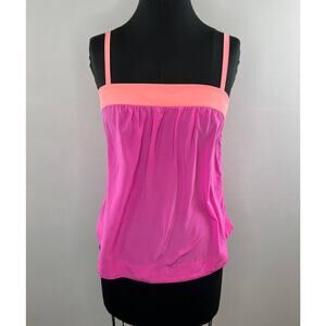 Anthropologie HD in Paris Pink Orange Square Neck Silk Crepe Cami Tank Top 6